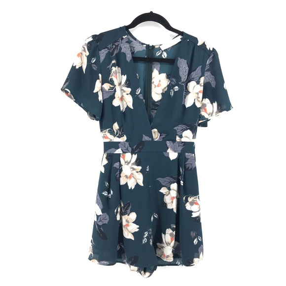 Astr Pants - 🌿 ASTR Floral Romper Back Zipper Short Sleeve